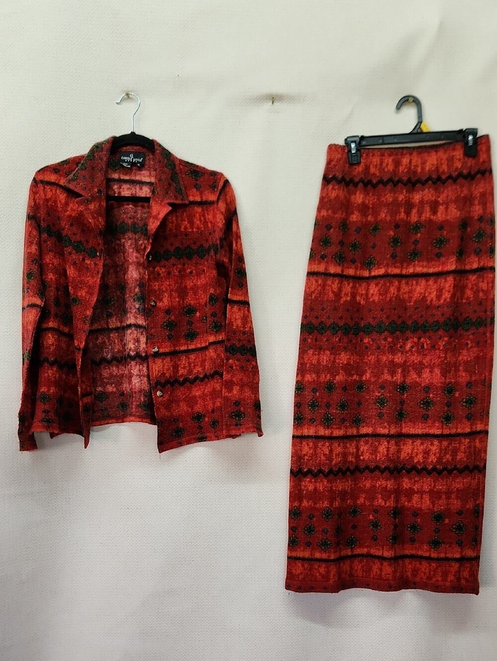 Carole Little Red Patterned Maxi Skirt